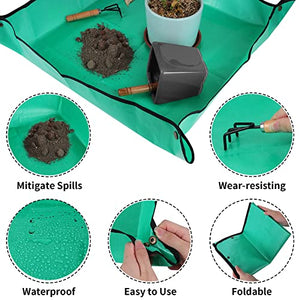 Plant Repotting Mat for Indoor Plants Potting Soil Mix, Waterproof Plant Repotting/Potting Tray, Potting Mat Gardening Tray Accessories for House Plants Succulents Cactus Bonsai Pots (26.8" x 26.8")