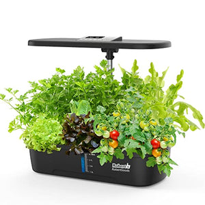 12Pods Hydroponics Growing System, Smart Indoor Herb Garden with Plants Germination Kit with Pump, for Home Kitchen with 20W LED Grow Light (Black)