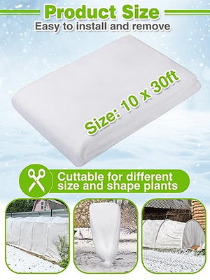Alphatool Plant Covers Freeze Protection- 10 ft x 30 ft Breathable Non-Woven Fabric Frost Proof Floating Row Cover Durable 1.0oz/yd² Thick Plant Blankets for Winter Outdoor Garden