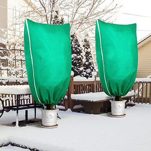 Shappy 8 Pcs Plant Covers Freeze Protection Frost Blankets for Outdoor Plants with Drawstring and Zipper Large Protectors Cover from Sun Cold Wind Pest Protector Bag (Green, 31.5 x 47.2 In)