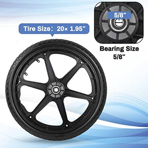 20x1.95" Flat Free Cart Wheels Compatible with rubbermaid Wheelbarrow Wheels, 20" Flat Free Tires with 5/8" Bearing Replacement for rubbermaid Cart Wheels/Big Wheel Utility Carts/Lawn Carts-2PCS