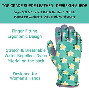 SKYDEER Womens Gardening Gloves with Super Soft Deerskin Leather Suede (SD6611/M)