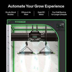 VIVOSUN AeroZesh G6 Inline Duct Fan, Quiet 6" 388 CFM Ventilation Exhaust Fan w/EC Motor and GrowHub E42A Temperature Humidity WiFi-Controller for Heating Cooling Booster, Grow Tents, Hydroponics