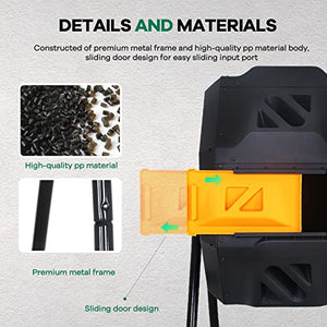 Compost Bin,Outdoor Compost Tumbler 42 Gallon Composter BPA Free Dual Chamber Composting Rotating for Garden Yard Orange
