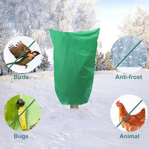4 Pack Plant Covers Freeze Protection Winter Large Frost Cloth Blankets 2.5oz Thicker Plant Protectors Bag Covers for Outdoor Plants with Zipper Drawstring from Cold Frost Wind Pest, 39.4" x 47.2"