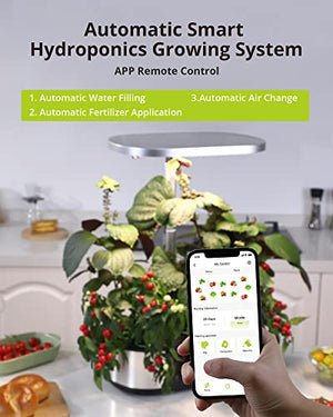 WiFi 12 Pods Hydroponics Growing System 36W Full Spectrum Grow Lights, 3 Planting Modes with Traction Hook, Silent Pump System, Automatic Timer, Up to 30" Height Adjustable, Ideal Gardening Gifts