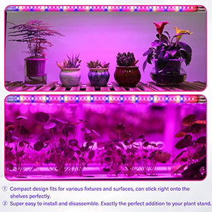 iPower 60W LED Plant Grow Light Strips Full Spectrum for Indoor Plants with Auto ON/Off 3/9/12H Timer, 10 Dimmable Levels 48 LEDs, Sunlike Grow Lamp for Hydroponics Succulent, 4 Tubes, Mix