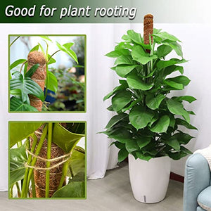 2 Pack 28 Inch Moss Pole, Bendable Moss Pole for Plants Monstera, Moss Poles for Climbing Plants Indoor, Handmade Coco Coir Plant Pole Sticks Support Stakes for Potted Plants