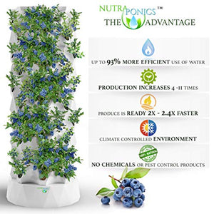 Nutraponics Hydroponics Tower - Hydroponics Growing System for Indoor Herbs, Fruits and Vegetables - Aeroponic Tower with Hydrating Pump, Timer, Adapter, Seeding Bed & Net Pots (64 Pots)