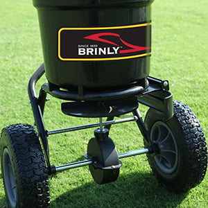 Brinly P20-500BHDF-A Push Spreader with Side Deflector Kit and Hopper Grate, 50 lb. Capacity, Matte Black