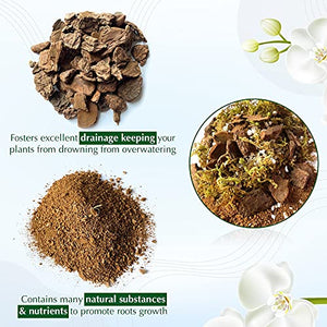 DUSPRO 2QT Orchid Potting Mix with Moss Pine Bark Mulch Perlite Stone & Coco Peat Natural Ingredients, Orchid Repotting Kit Drainage Indoor Potting Medium Great for Plant Root Climbing & Expanding