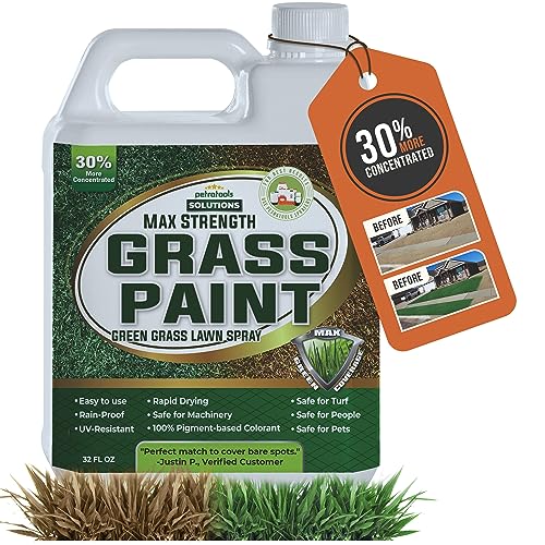 PetraTools Grass Paint Max Strength, Green Grass Lawn Spray for Dead & Dormant Lawn Paint, Green Lawn Spray, Grass Paint for Lawn, Lawn Spray Paint, Long-Lasting Concentrate Green Dye for Lawn (32oz)