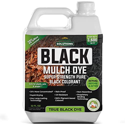 PetraTools Black Mulch Dye, 3,600 Sq Ft Coverage - Mulch Dye Black, Black Mulch for Landscaping, Black Mulch for Garden Beds, Wood Mulch Dye, Permanent Mulch Paint & Playground Bark Mulch (32 Oz)