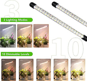 LPMZMBL 2 Heads Full Spectrum Plant Grow Lights for Indoor Plants with 10 Feet Cables,10 Dimmable Levels and 3/9/12H Timer(Pack of 2)