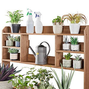 Yaheetech Potting Bench Table Horticulture Germination Table & Outdoor Garden Work Bench Platform w/Display Rack/Storage Shelf/Hanger/Thoughtful Sink Brown