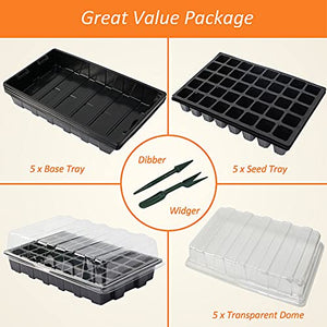 Gardzen 5-Set Seed Starter Tray Kits, Plant Germination Trays, Seed Starting Trays with Dome and Base (40-Cell Per Tray)