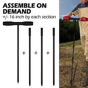 Sfcddtlg 64 Inch Metal Ground Soil Probe Rod - Adjustable Soil Sample Probe - T-Handle Septic Tank Locator for Tile Probing, Soil Compaction, Locating Underground Pipes, Landscaping, Gardening