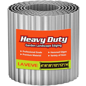 LAVEVE Corrugated Metal Garden Edging - Sturdy Border Perfect for DIY Flower Beds and Landscaping Borders, (6 Inch × 20FT)