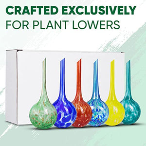 Miles Kimball Plant Watering Globes Set of 6 - Small Self Watering Globes for Indoor & Outdoor Plants - Multicolored, Automatic, Glass Watering Bulbs for Everyday Use - 5 Day Irrigation (150ml)