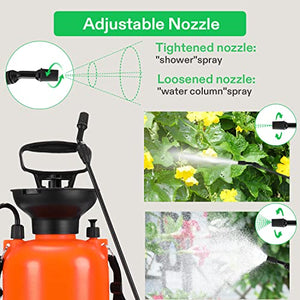 VIVOSUN 1.35-Gallon Pump Pressure Sprayer, Pressurized Lawn & Garden Water Spray Bottle with Adjustable Shoulder Strap, for Spraying Plants, Garden Watering and Household Cleaning