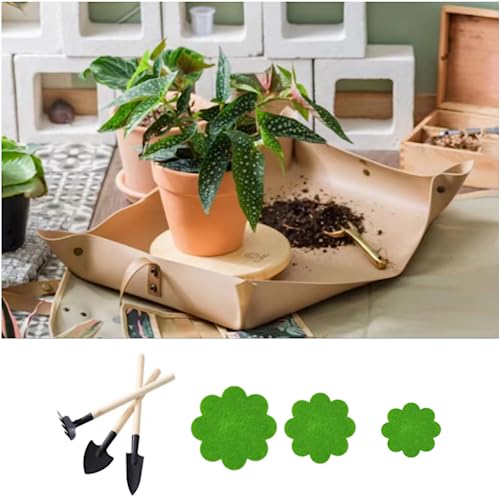 Oraony Potting Tray with Tools Repotting Mat for Indoor Plants, Foldable & Waterproof Plant Potting Mat Portable Gardening Mat Soil Mat Mess Control Mat for Bonsai Tool Unique Gifts for Plant Lovers