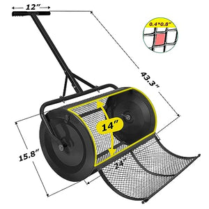 Seeutek Compost Spreader Peat Moss Spreader, 24" Lawn Garden Spreader W/Upgraded Side Latches Support Rod Durable Powder Coated Metal Mesh Top Dressing Spreader for Manure, Topsoil, Black