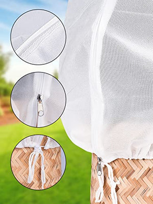 Abimars Plant Covers Freeze Protection Jacket 2.36 oz/yd², 3.3ft x 3.3ft Reusable Winter Drawstring Plant Covers with Zipper, Frost Cloth Plant Freeze Protection, 2 Pack