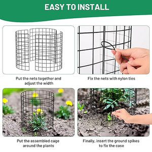Keten 5 Pack Plant Protector from Animals, 15pcs Metal Mesh to Keep Animals Out, 13.7'' Dia x 13.7'' H Plant Cages, Garden Protection Bunny Barricades from Chicken Squirrels for Flowers & Vegetables…