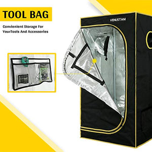 VTH 24"x24"x48" Hydroponic Mylar Water-Resister Grow Tent Reflective Garden Growing Dark Room with Observation Window, Removable Floor Tray and Tool Bag for Indoor Plant Growing 5x5 3.3x3.3 4x2 2x2