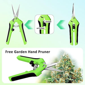 Growsun Herb Drying Rack 8 Layer 2ft Diameter Plant Hanging Mesh Dry Net w/Green Zipper, Free Garden Pruning Shears