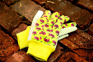 G & F 1852-3 Women Soft Jersey Garden Gloves, Women Work Gloves, 3-Pairs Green/Red/Blue per Pack