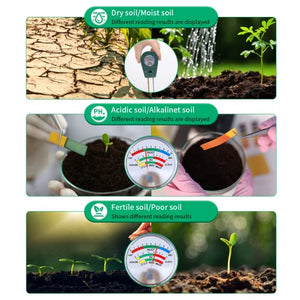 Sanhezhong Soil Moisture/PH/Fertility Meter,Soil Test kit,Soil Probe,Soil Tester Tool for Garden Farms, Lawns, Potted Plants,Indoor Outdoor, Promote Plants Healthy Growth (Green)