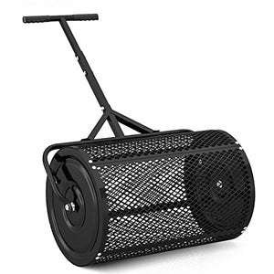 Betterhood 24” Compost Spreader Peat Moss Spreader, Lightweight Metal Mesh Manure Spreader W/Adjustable T Shaped Handle for Planting & Seeding, Fertilizer Spreaders for Lawns & Garden