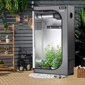 COSTWAY Grow Tent, 36” X 20” X 63”, Indoor Grow Room with Observation Window, Removable Floor Tray, Ventilation Duct Port, 600D Mylar Hydroponic Dark Room for Patio, Garage (Grey, 36"x20"x63")