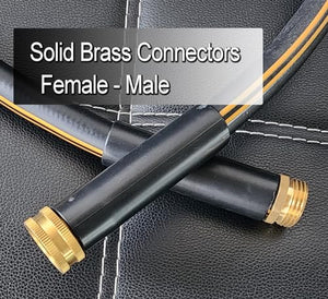 Atlantic Heavy Duty Garden Hose 5/8 Inch x 3 Foot Black Color, Short Connection Leader Hose with Solid Brass Connectors (3 FT)