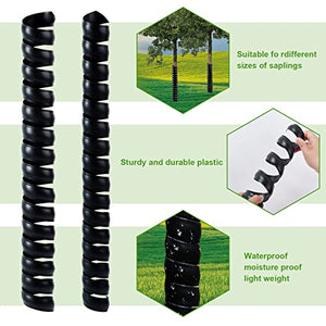 Ecmln 4 PCS Tree Trunk Protector,2 Size Plastic Spiral Tree Guard,Tree Wrap Tree Bark Protector Tube for Saplings Plants Seedlings Deer Rabbit Cats Rodents (Black)