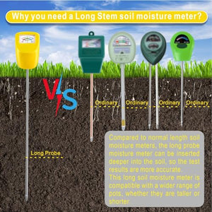 TFTEK Soil Moisture Meter Long Stem Deep Use, Plant Hygrometer, Water Monitor Tester, for Garden, Flower pots, Lawn, 2 Pack