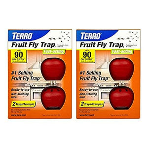 TERRO T2503SR Ready-to-Use Indoor Fruit Fly Killer and Trap with Built in Window - 4 Traps + 180 day Lure Supply