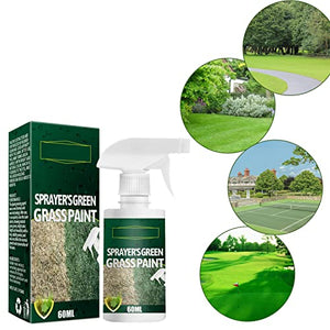 Green Grass Lawn Spray | 2oz Green Spray Paint for Shrubs, Grass and Turf Paint Sprayer - Natural Pet-Friendly Lawn Colorant Turns Spots Green Again Environmentally Friendly Fast-Acting, Green