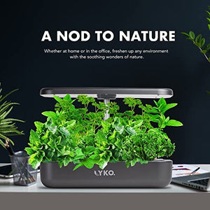 Hydroponics Growing System 12 Pods,LYKO Indoor Garden w/Full-Spectrum 36W Grow Light,Indoor Herb Garden Automatic Timer,Height Adjustable 3.5L Water Tank, Gifts for Men Women (Grey)