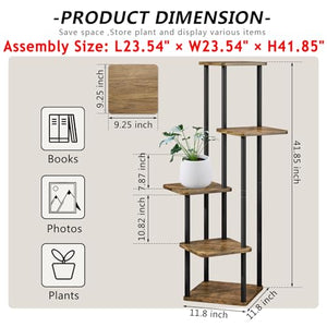 AZERPIAN Plant Stand 5 Tier Indoor Metal Flower Shelf for Multiple Plants Corner Tall Flower Holders for Patio Garden Living Room Balcony Bedroom, Black (5 Tier-Black)