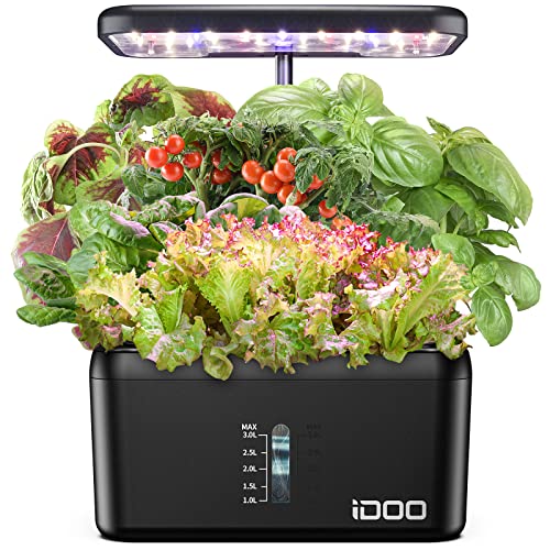 iDOO Hydroponics Growing System Kit Indoor Herb Garden, Gardening Gifts with LED Grow Light, 8Pods Herb Garden Kit Indoor for Home Kitchen, Up to 15", Auto-Pump, Auto-Timer
