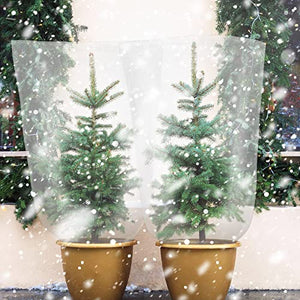 6 Pcs Plant Covers Freeze Protection Winter Plant Film Cover Plastic Clear Plant Shelter Bags Waterproof Frost Cloth for Outdoor Plants Greenhouse Garden Rain Frost Protection (27.6 x 43.3 Inch)