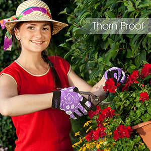 COOLJOB Small Gardening Gloves for Women, Thorn Proof Garden Gloves for Ladies, Rose Pruning Puncture Proof Working Gloves, Non-slip for Heavy Duty Work, One Pair S, Purple