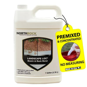 Landscape Loc Mulch & Rock Bond - Landscaping Glue, Locks Mulch, Rock, & Gravel in Place, Ready to Use, No Mixing, Fast-Drying, Strong, Sprayable, Adhesive, Binder, and Stabilizer, (1 Gallon, 1)