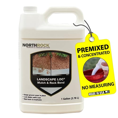 Landscape Loc Mulch & Rock Bond - Landscaping Glue, Locks Mulch, Rock, & Gravel in Place, Ready to Use, No Mixing, Fast-Drying, Strong, Sprayable, Adhesive, Binder, and Stabilizer, (1 Gallon, 1)
