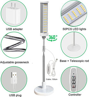 JSYBOY Grow Light for Indoor Plants Plant Lamp for Seedings Succulents Bulbs Full Spectrum Gooseneck Small Plants Growing, Auto On/Off Timing & 5 Dimming (Silver)