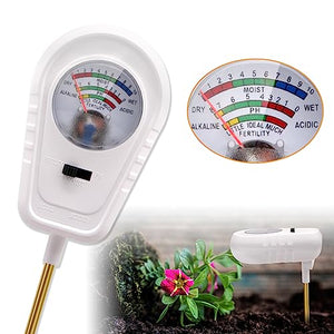 Soil Test Kit 3-in-1, Soil Moisture Meter, Fertility Soil Tester, Soil PH Meter, Soil Tester for Garden, Lawn, Farm, Indoor & Outdoor Use (No Battery Required)