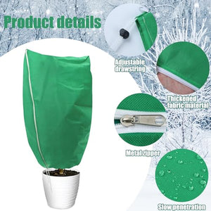 4 Pack Plant Covers Freeze Protection Winter Large Frost Cloth Blankets 2.5oz Thicker Plant Protectors Bag Covers for Outdoor Plants with Zipper Drawstring from Cold Frost Wind Pest, 39.4" x 47.2"