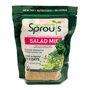 Nature Jims Sprouts Salad Sprout Mix - Organic Salad Mix for Growing - Non-GMO Microgreen Seeds - Healthy Broccoli, Alfalfa, Radish, Clover Sprouting Seeds Variety Mix - Microgreens Growing 1lb